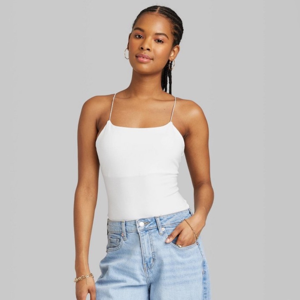 White Spaghetti Strap Bodysuit
